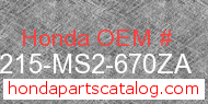 Honda 64215-MS2-670ZA genuine part number image