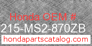 Honda 64215-MS2-870ZB genuine part number image
