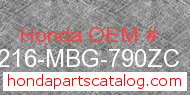 Honda 64216-MBG-790ZC genuine part number image