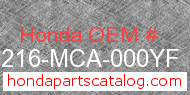 Honda 64216-MCA-000YF genuine part number image
