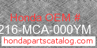 Honda 64216-MCA-000YM genuine part number image