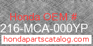 Honda 64216-MCA-000YP genuine part number image