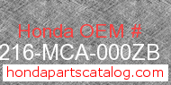 Honda 64216-MCA-000ZB genuine part number image