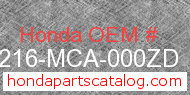 Honda 64216-MCA-000ZD genuine part number image