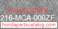 Honda 64216-MCA-000ZF genuine part number image