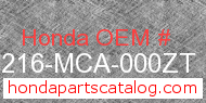 Honda 64216-MCA-000ZT genuine part number image