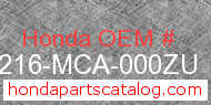 Honda 64216-MCA-000ZU genuine part number image