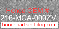 Honda 64216-MCA-000ZV genuine part number image