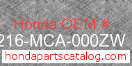 Honda 64216-MCA-000ZW genuine part number image