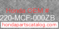 Honda 64220-MCF-000ZB genuine part number image