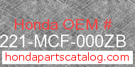 Honda 64221-MCF-000ZB genuine part number image