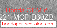 Honda 64221-MCF-D30ZB genuine part number image