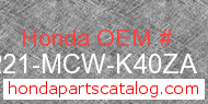Honda 64221-MCW-K40ZA genuine part number image