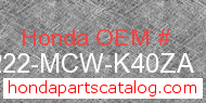 Honda 64222-MCW-K40ZA genuine part number image