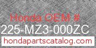 Honda 64225-MZ3-000ZC genuine part number image