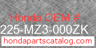 Honda 64225-MZ3-000ZK genuine part number image