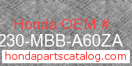Honda 64230-MBB-A60ZA genuine part number image