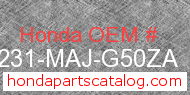 Honda 64231-MAJ-G50ZA genuine part number image