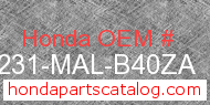 Honda 64231-MAL-B40ZA genuine part number image
