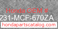 Honda 64231-MCF-670ZA genuine part number image