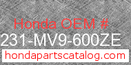 Honda 64231-MV9-600ZE genuine part number image
