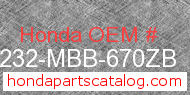 Honda 64232-MBB-670ZB genuine part number image