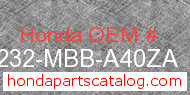 Honda 64232-MBB-A40ZA genuine part number image