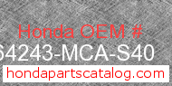 Honda 64243-MCA-S40 genuine part number image