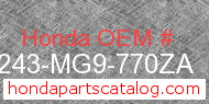 Honda 64243-MG9-770ZA genuine part number image