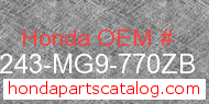 Honda 64243-MG9-770ZB genuine part number image