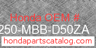 Honda 64250-MBB-D50ZA genuine part number image