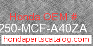 Honda 64250-MCF-A40ZA genuine part number image