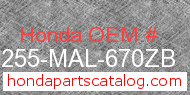 Honda 64255-MAL-670ZB genuine part number image