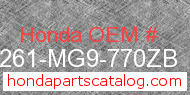 Honda 64261-MG9-770ZB genuine part number image