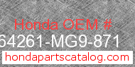 Honda 64261-MG9-871 genuine part number image