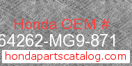 Honda 64262-MG9-871 genuine part number image