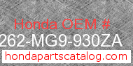 Honda 64262-MG9-930ZA genuine part number image