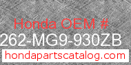 Honda 64262-MG9-930ZB genuine part number image