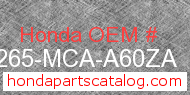 Honda 64265-MCA-A60ZA genuine part number image