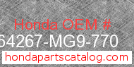 Honda 64267-MG9-770 genuine part number image