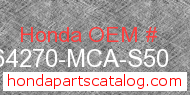 Honda 64270-MCA-S50 genuine part number image