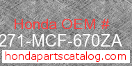 Honda 64271-MCF-670ZA genuine part number image
