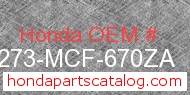 Honda 64273-MCF-670ZA genuine part number image