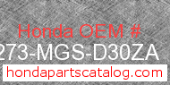 Honda 64273-MGS-D30ZA genuine part number image