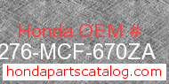 Honda 64276-MCF-670ZA genuine part number image