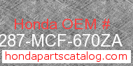 Honda 64287-MCF-670ZA genuine part number image