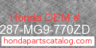 Honda 64287-MG9-770ZD genuine part number image