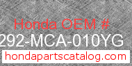 Honda 64292-MCA-010YG genuine part number image