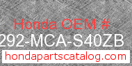 Honda 64292-MCA-S40ZB genuine part number image