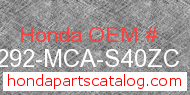 Honda 64292-MCA-S40ZC genuine part number image